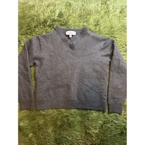 Turnbury Sweater Kids L Gray Merino Wool V-Neck Classic Pullover Knit‎  Soft